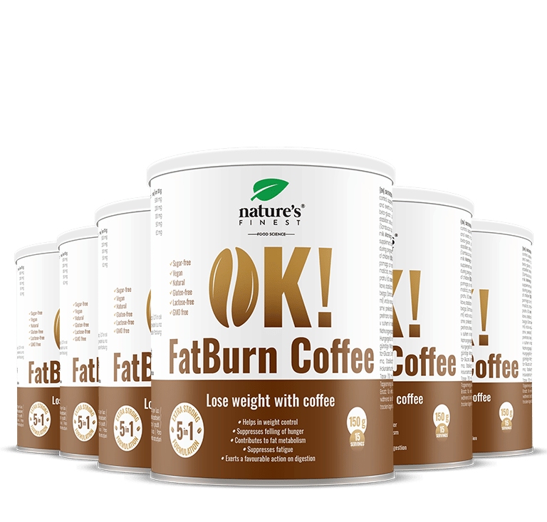 100% FatBurn Café | 6x OK!FatBurn® | Com ID-Alg® e L-Carnitina | Corpo mais Esguio | da Nature's Finest.